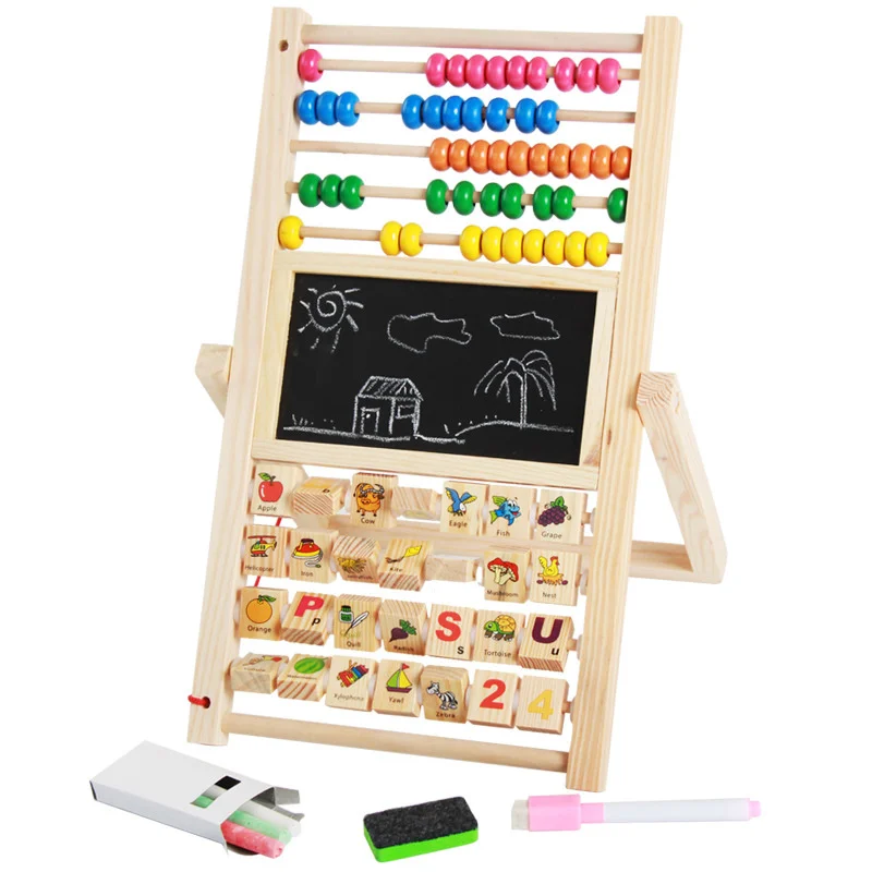 Ábaco multifuncional aprendizagem suporte de madeira montessori brinquedo contagem placa cognição educação infantil brinquedo matemática presente