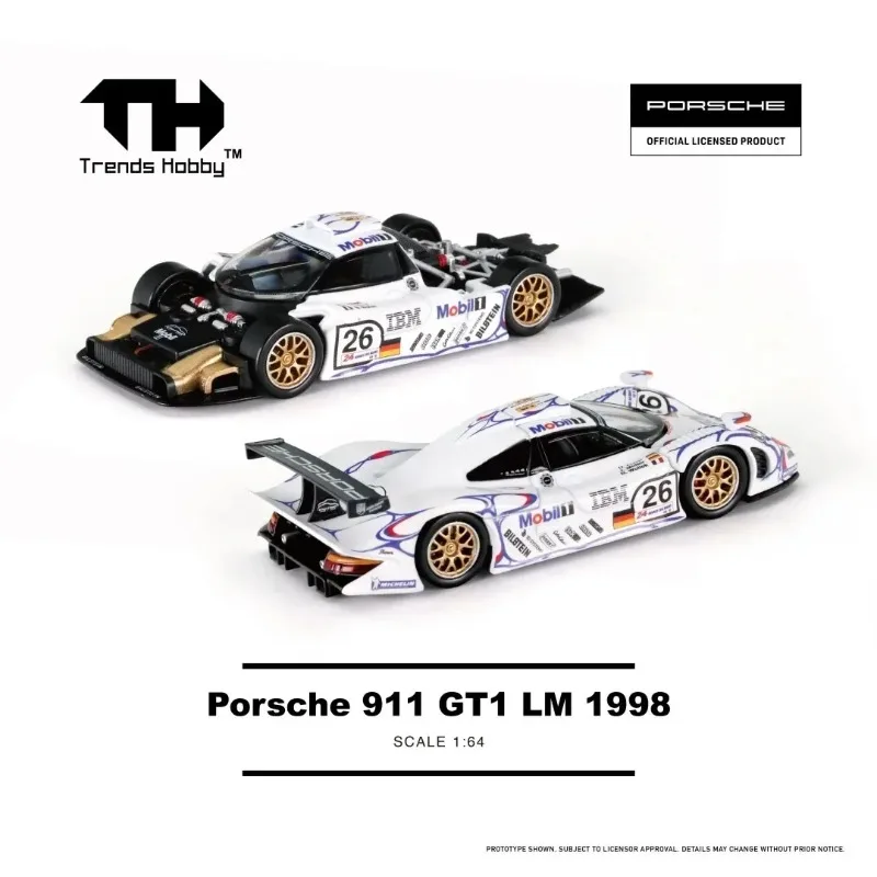 اتجاهات هواية 1:64 بورش 911 GT1 LeMans 1998 سبيكة دييكاست سيارة لعبة مجسمة تحصيل #3