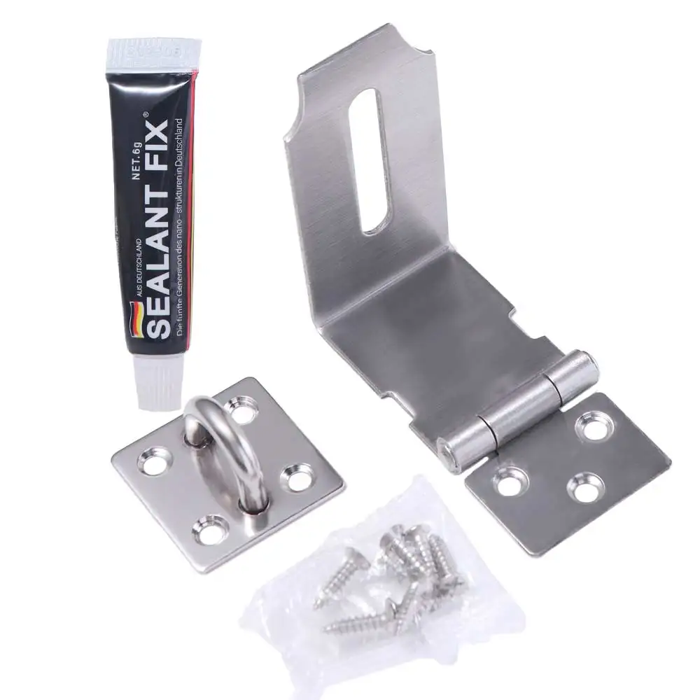 Mudah Dipasang 90 °   Gembok Pengaman Anti Maling Kokoh Pelat Kunci Gesper Baja Tahan Karat Pengunci Pengaman Meja