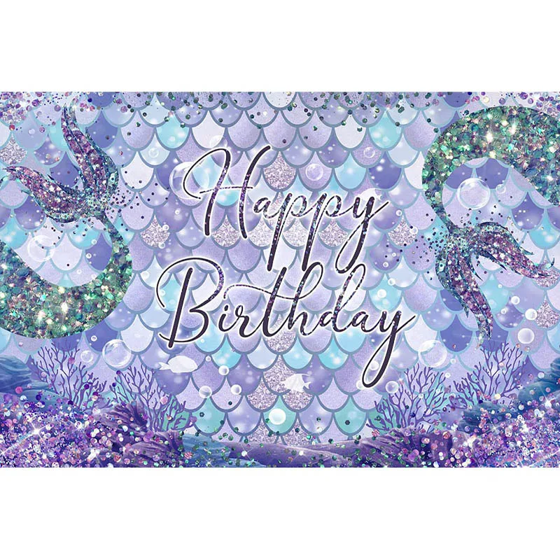 반짝이 인어 공주 사진 배경, 신생아 초상화 사진 배경, 포토콜 소녀 생일 배경 장식