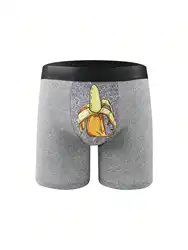 1 pcs men's breathable underwear - durable and fashionable, with a novel banana pattern print, men's long underwear