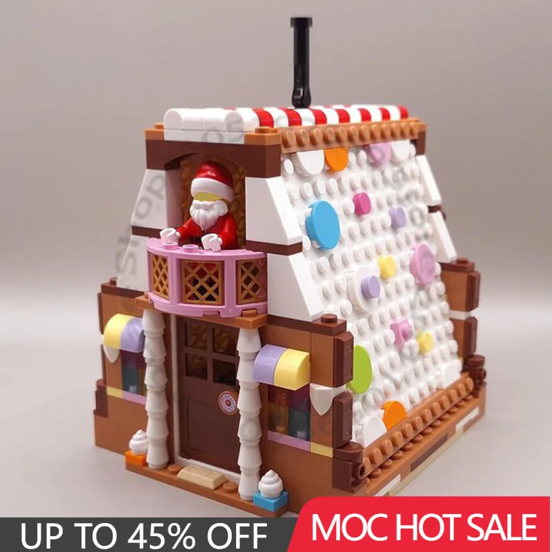 497 PCS MOC Aanpassen Kerst Serie 40809 A-Frame Gingebread Huis Model Bouwsteen Baksteen Creatieve Montage DIY Speelgoed geschenken