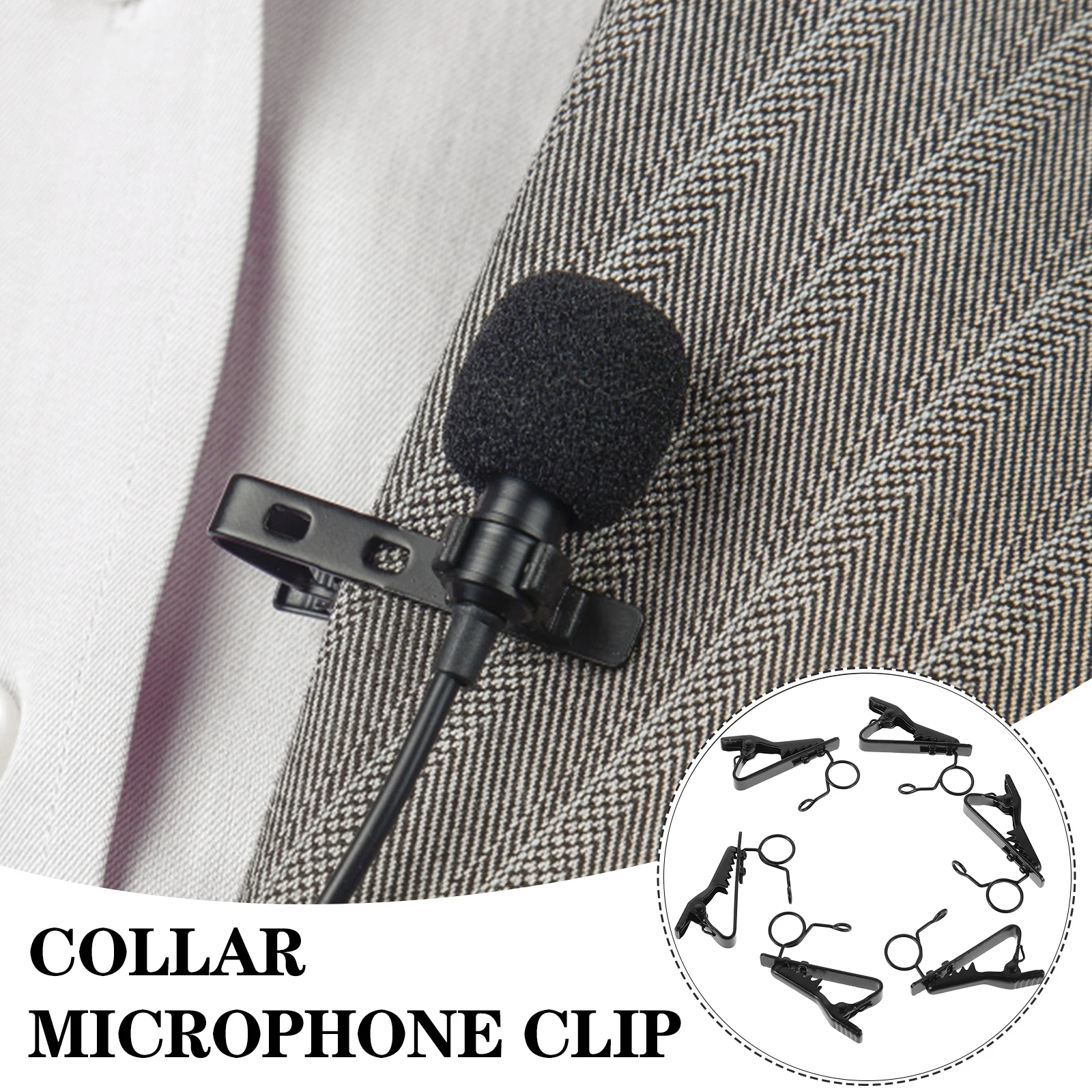 

20 Pcs Lavalier Microphone Clip Clips Accessories Tie Lapel Wire Black Replacement