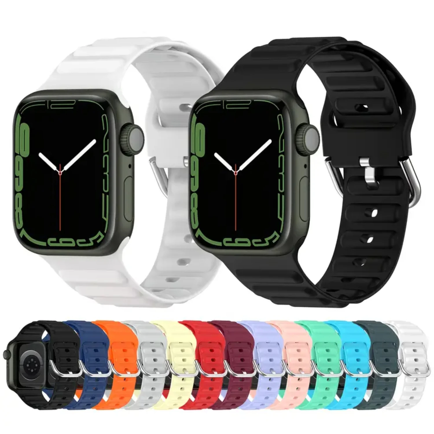 

1pc Silicone Watch Strap Smartwatch Band Silicone Replacement Watch Bracelet For IWatch Ultra Serie 7 6 3 Se 8