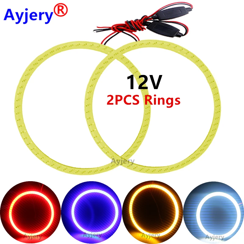 2x Angel Eyes 60mm 70mm 80mm 90mm 100mm 110mm 120mm Halo Ring Samochodowe światło przeciwmgielne LED Motocyklowe światła do jazdy dziennej DRL Reflektor