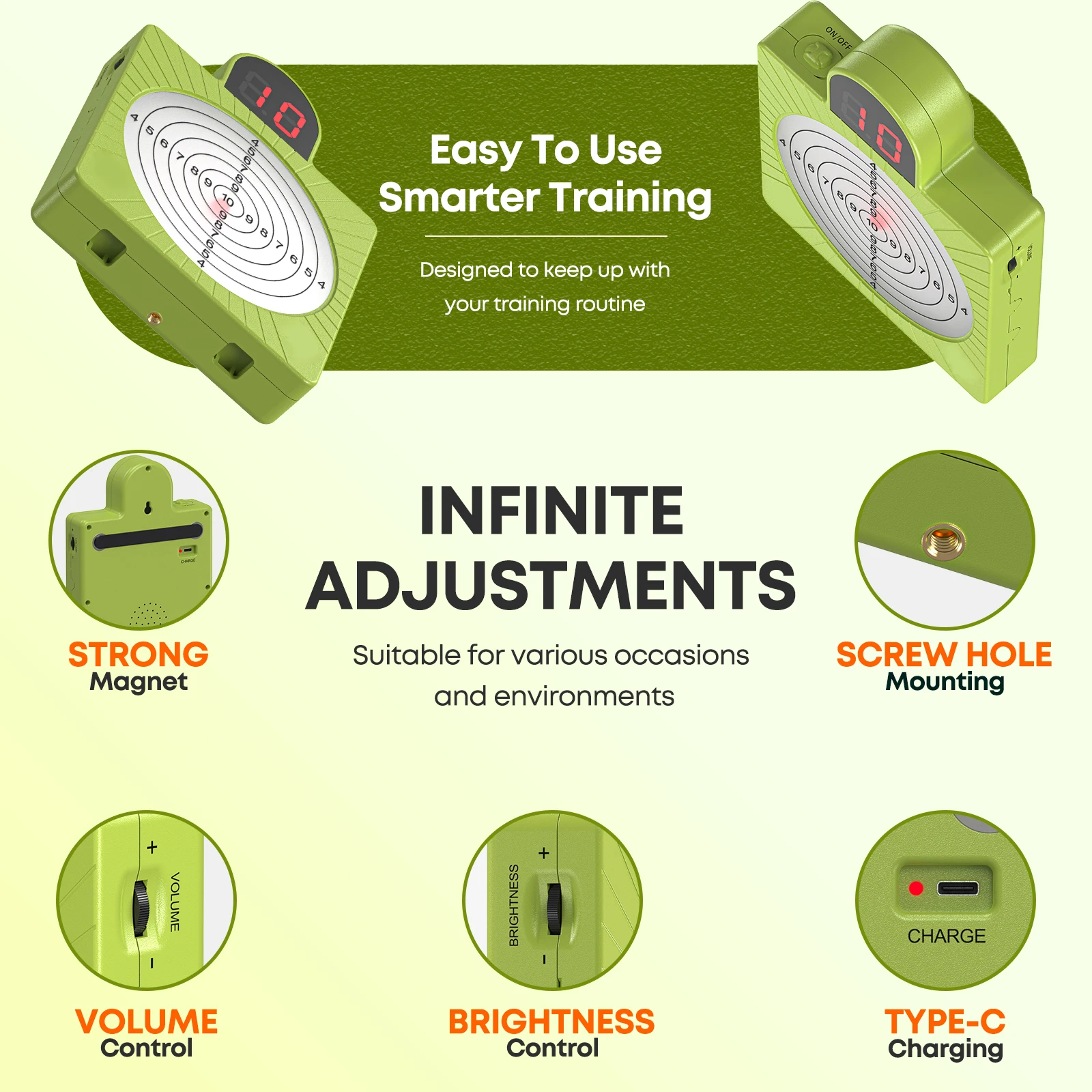 

Лазерная мишень Dry Fire Laser с 7 кольцами, совместимая с лазерными тренажерами для различных калибров.