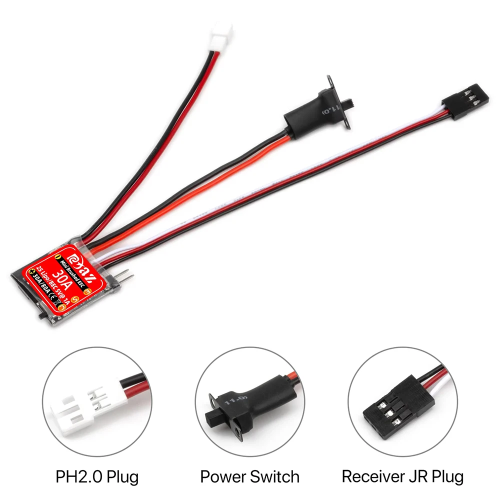 9IMOD RC ブラシ付き ESC 30A スピードコントローラー 1/18 1/24 1/32 RC カーボート 030 050 180 モーター用