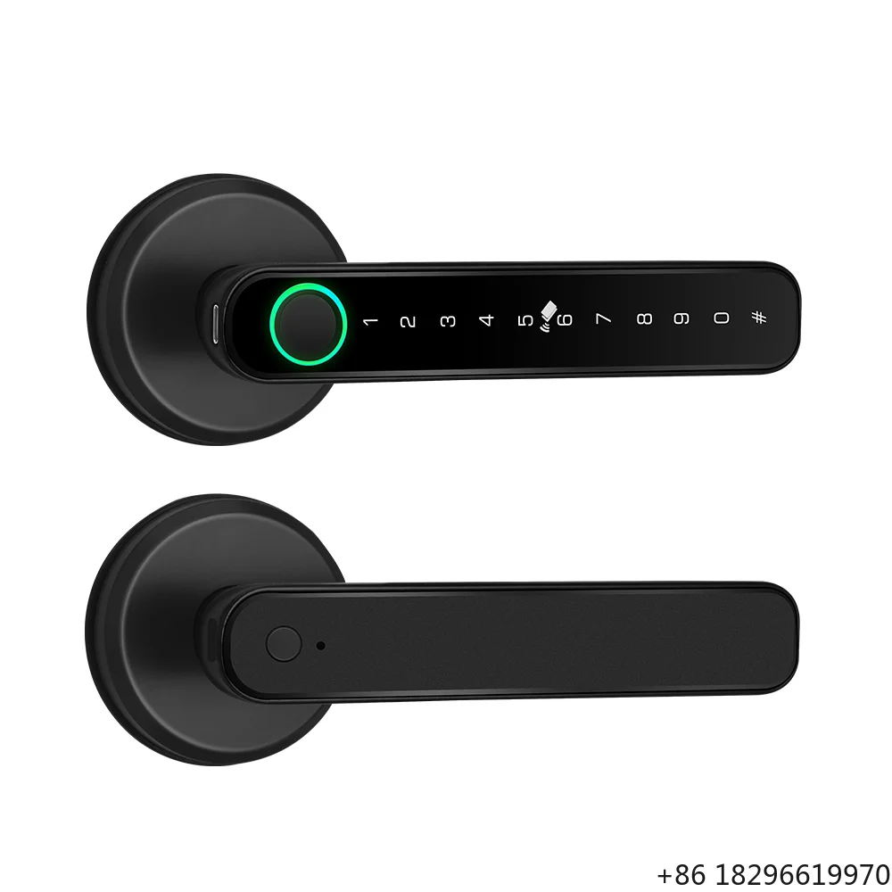 Keyless Rental  BLE APP Smart Interior Door Handle Lock Bedroom Apartment Auto-locking Fingerprint Keypad Electronic Lock