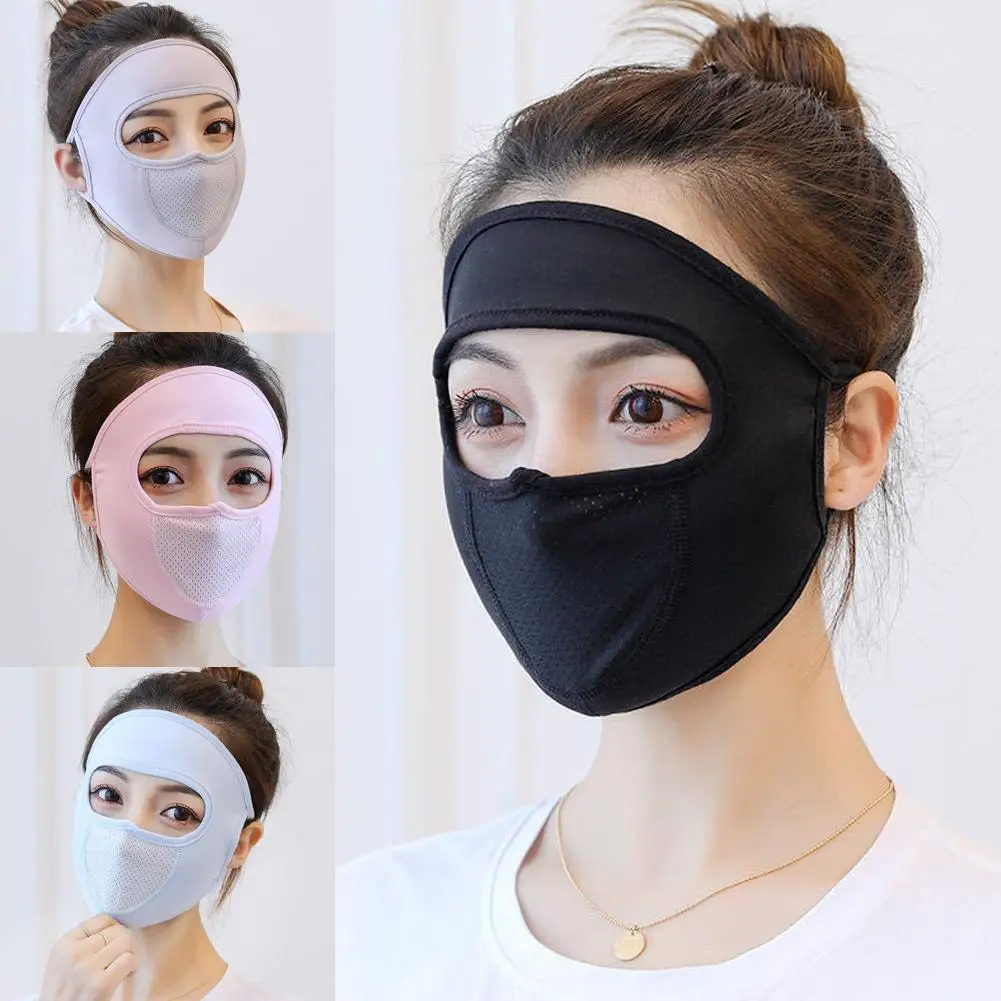 Women Men Sunscreen Mask Outdoor Sports Cycling Breathable Washable Reusable Double Layer Ice Silk Masks Anti-UV Sun Face Cover