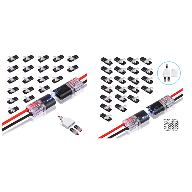 

20Pcs Double-Wire Plug-In Connector, Pluggable 2 Pin 2 Way LED Wire Connectors, With Locking Buckle Fast Wire Connectors Durable