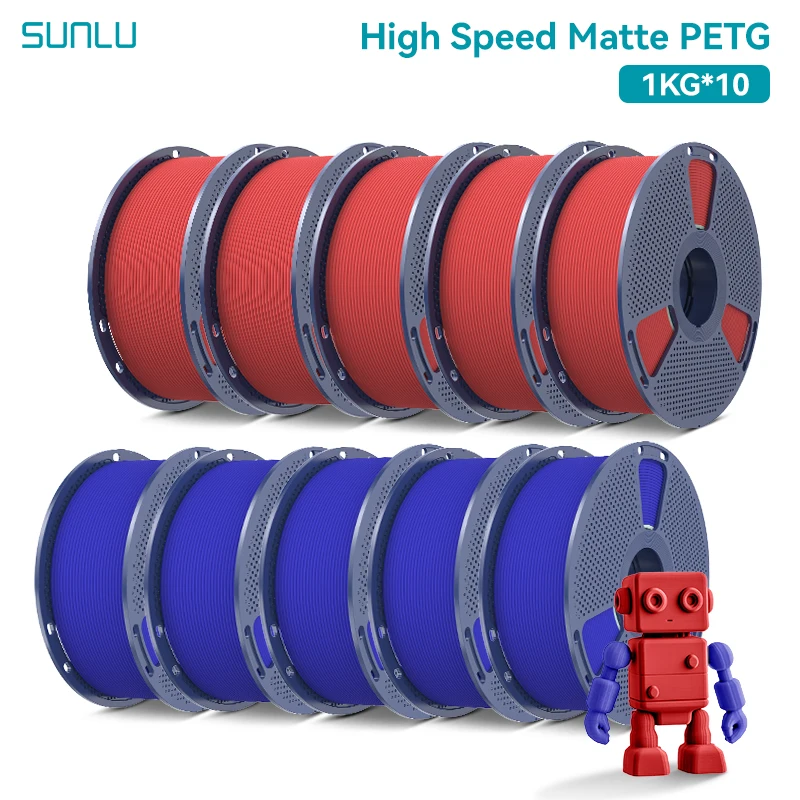 SUNLU 10KG hoge snelheid mat PETG-filament 1,75 mm - ultrasnel 600 mm/s afdrukken, geen bespanen, PETG voor Creality, Prusa, Bambu Lab