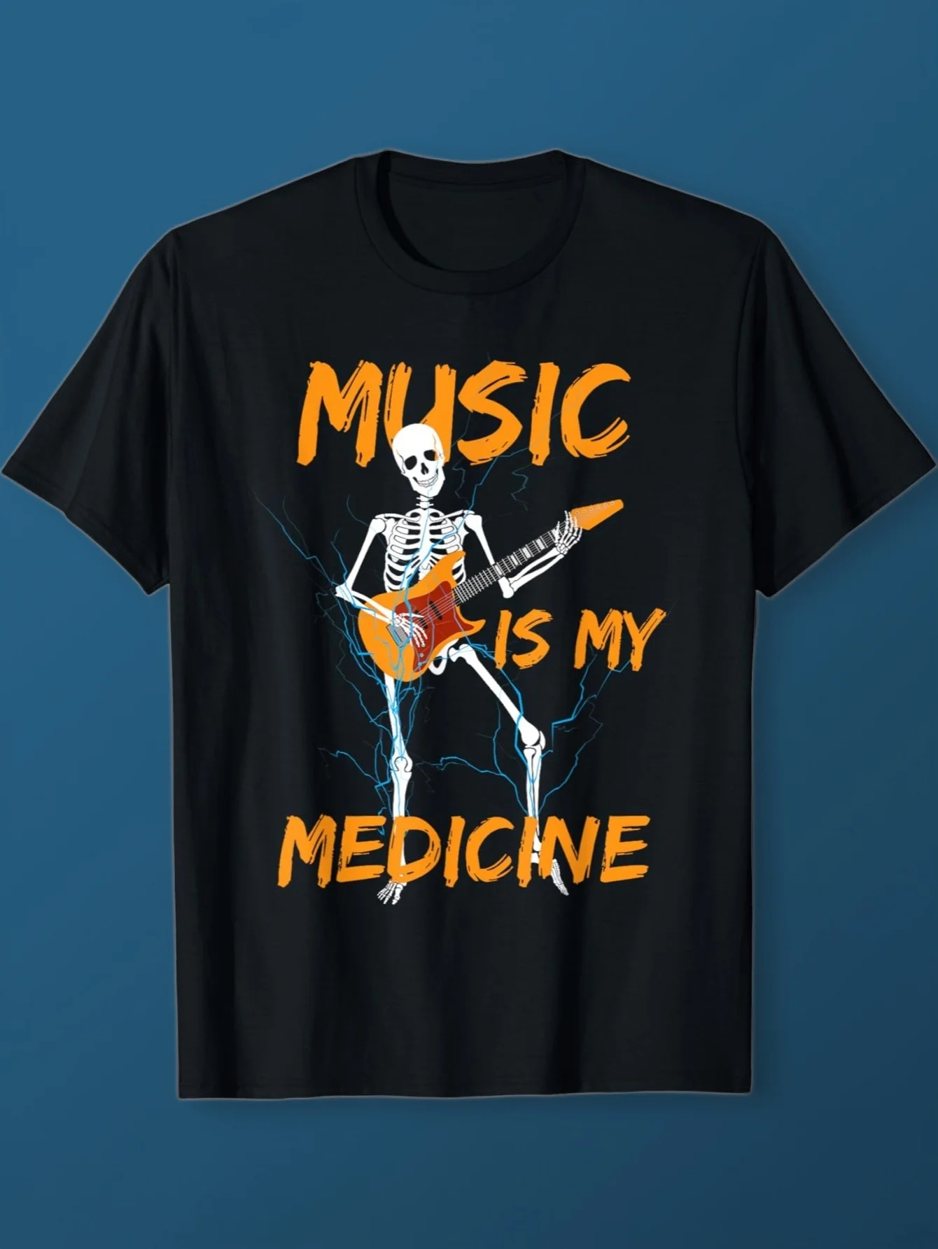 

Funny Skull Guitar T-Shirt for Music Lovers - Great Gift for Men