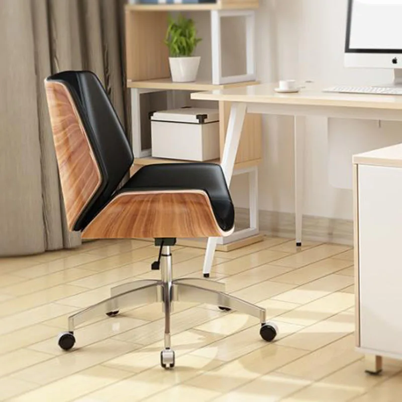 Study Leather Office Chair Reading Accent Floor Mobile Dining Ergonomic Office Chair Makeup Chaises De Bureau Furniture Luxury