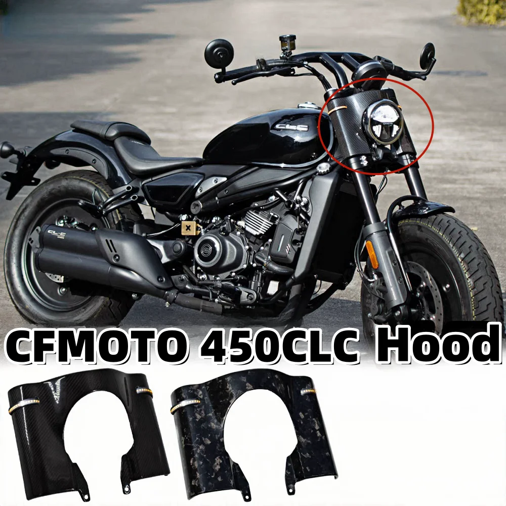 Cfmoto 450Clc Modified Headlight Cover, Front Decorative Cover, Full Carbon Fiber Panel, Instrument Panel, Circular Turn Signal