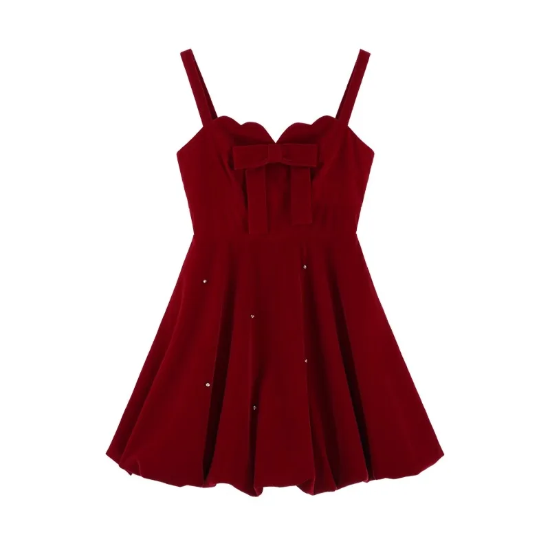 Ele Red Clip Conjunto de dos piezas para mujer, falda acampanada hinchada, principios de otoño, ter Dr Base irt