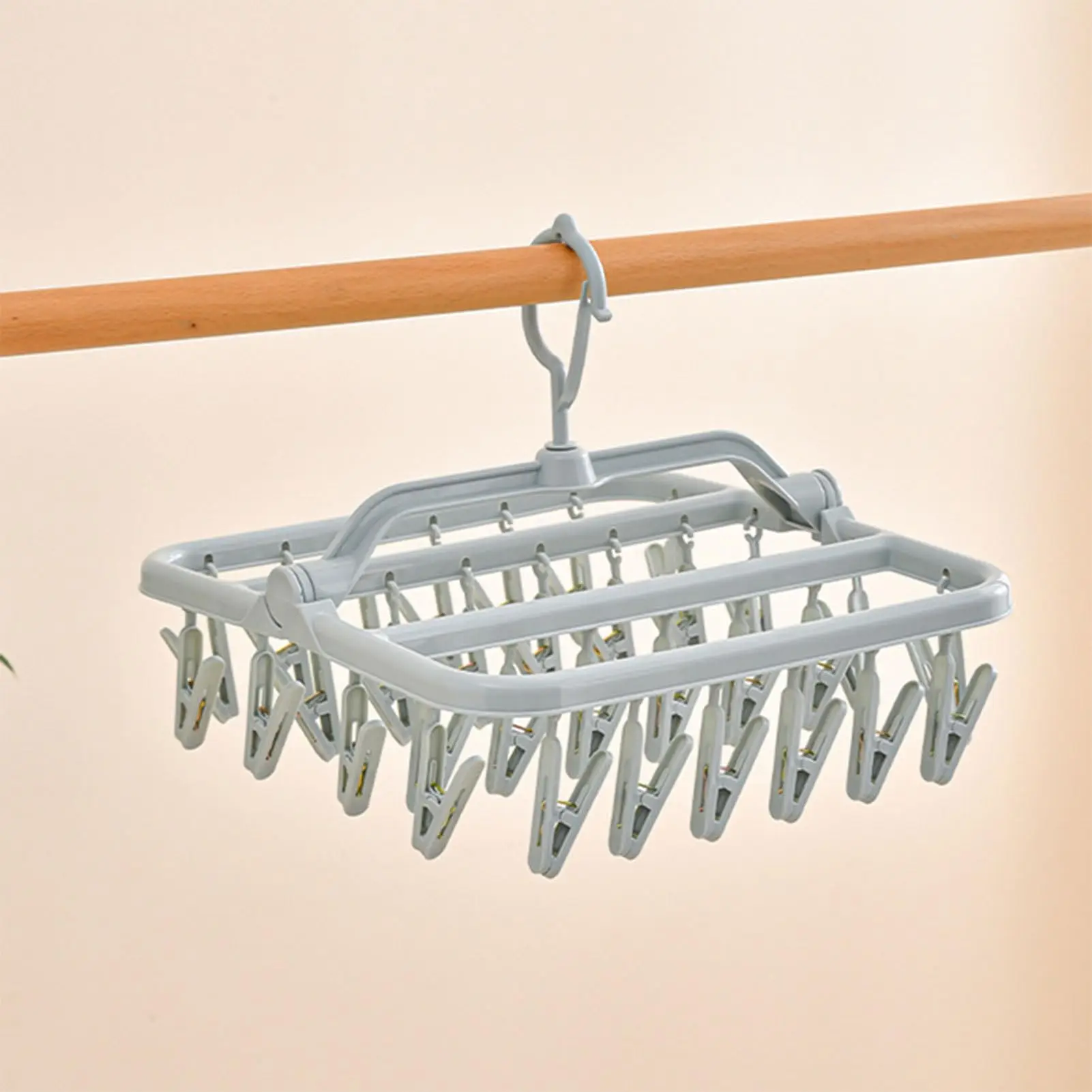 

Foldable Drip Hanger with 32 Clips - Plastic Hanging Drying Rack for Clothes Underwear Socks