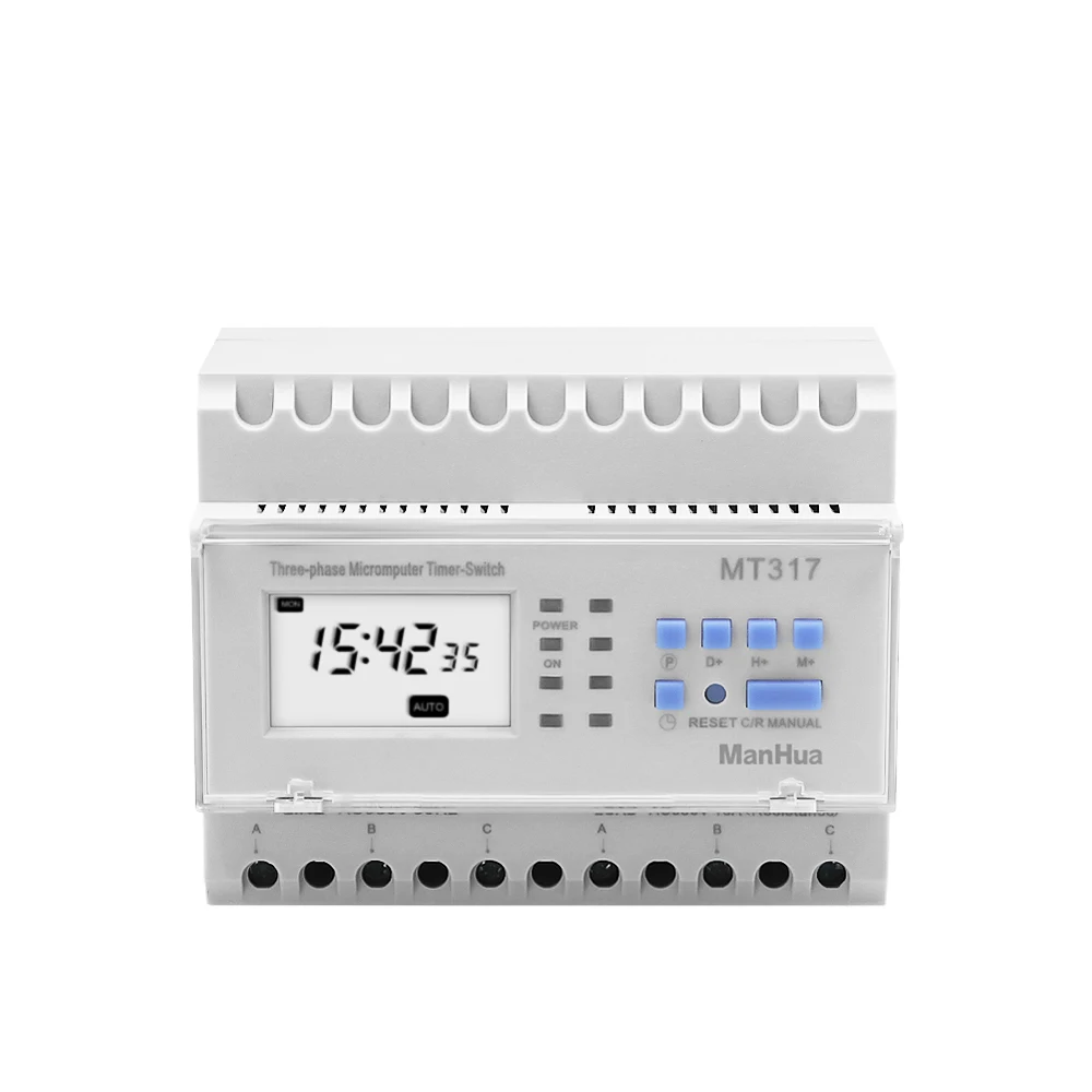 ManHua MT317 16A 380VAC Din Rail Three Phase Three Wire Time Control Switch Digital Timer Switch