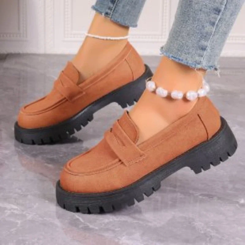 2024 The New Pink Platform Shoes Khaki Casual Thick Bottom Women Loafers Fashion Purple Casual Women Shoes Zapatos De Mujer