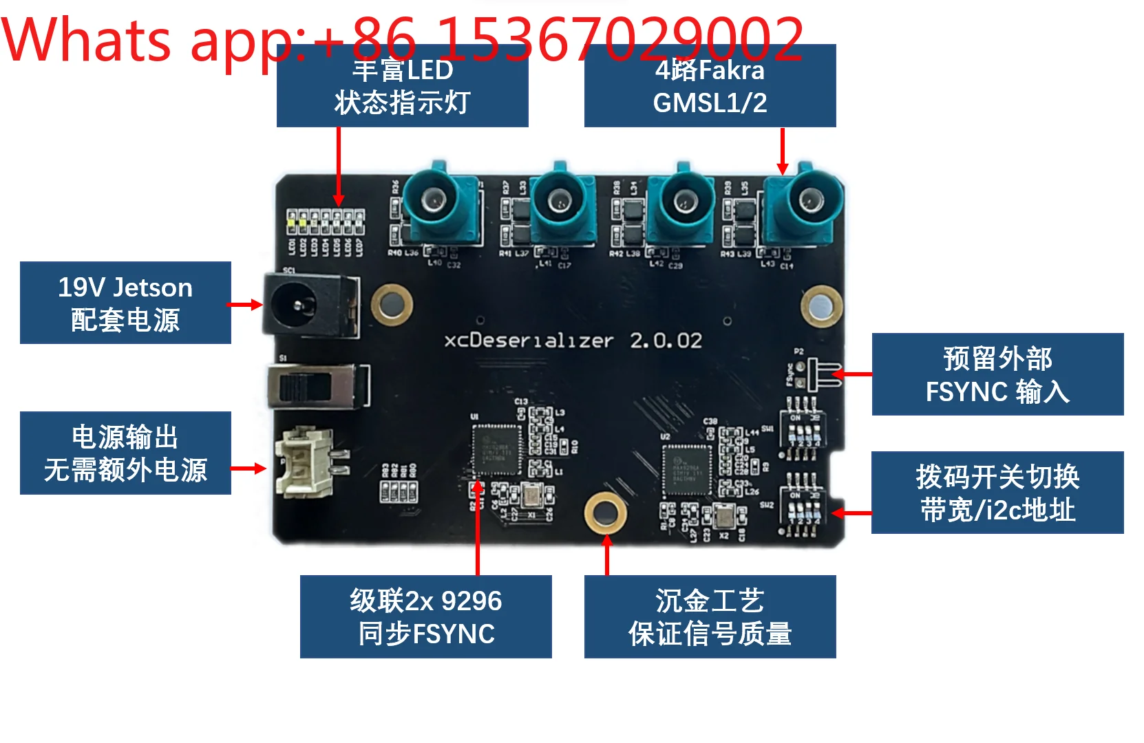 4-Channel gmsl disconnection board gmsl2 max9296 supports IMX390, etc. Serial camera jetson
