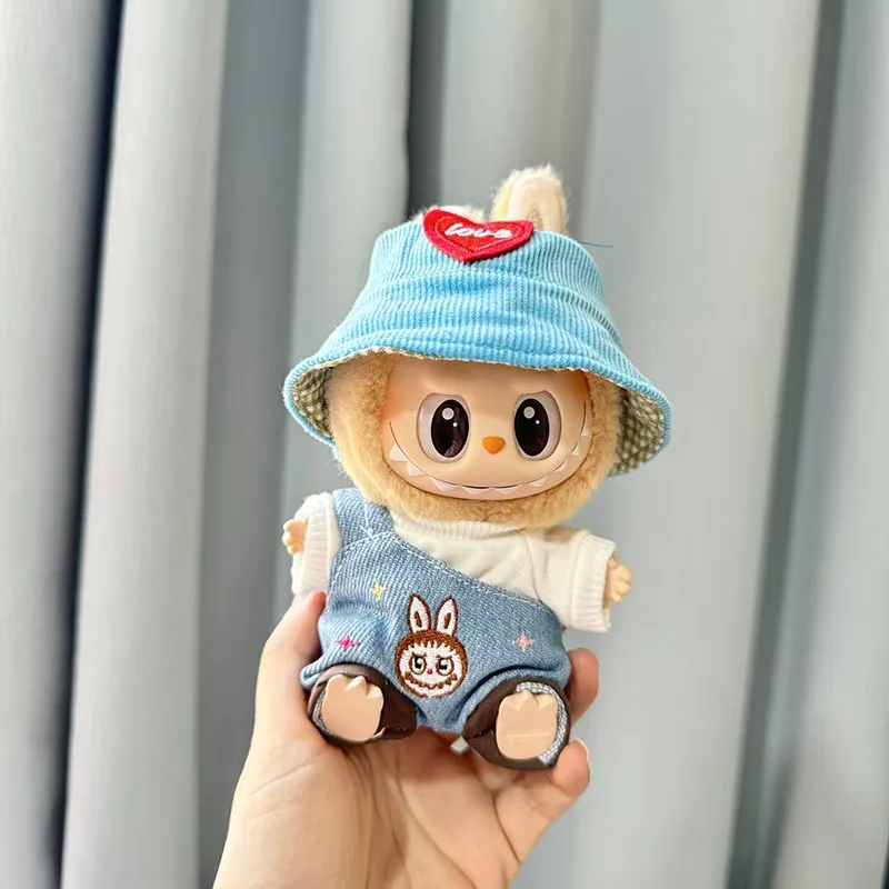 17cm Labubu I II Idol Dolls Cute Mini Plush Doll'S Clothes Korea Kpop Exo Idol Dolls Overalls Clothing DIY Accessories Gifts