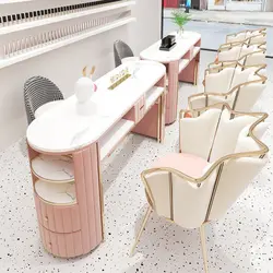 Modern Minimalist Manicure Table and Chair Set Salon Furniture Light Luxury Beauty Salon Nail Tables Household Nail Makeup Table