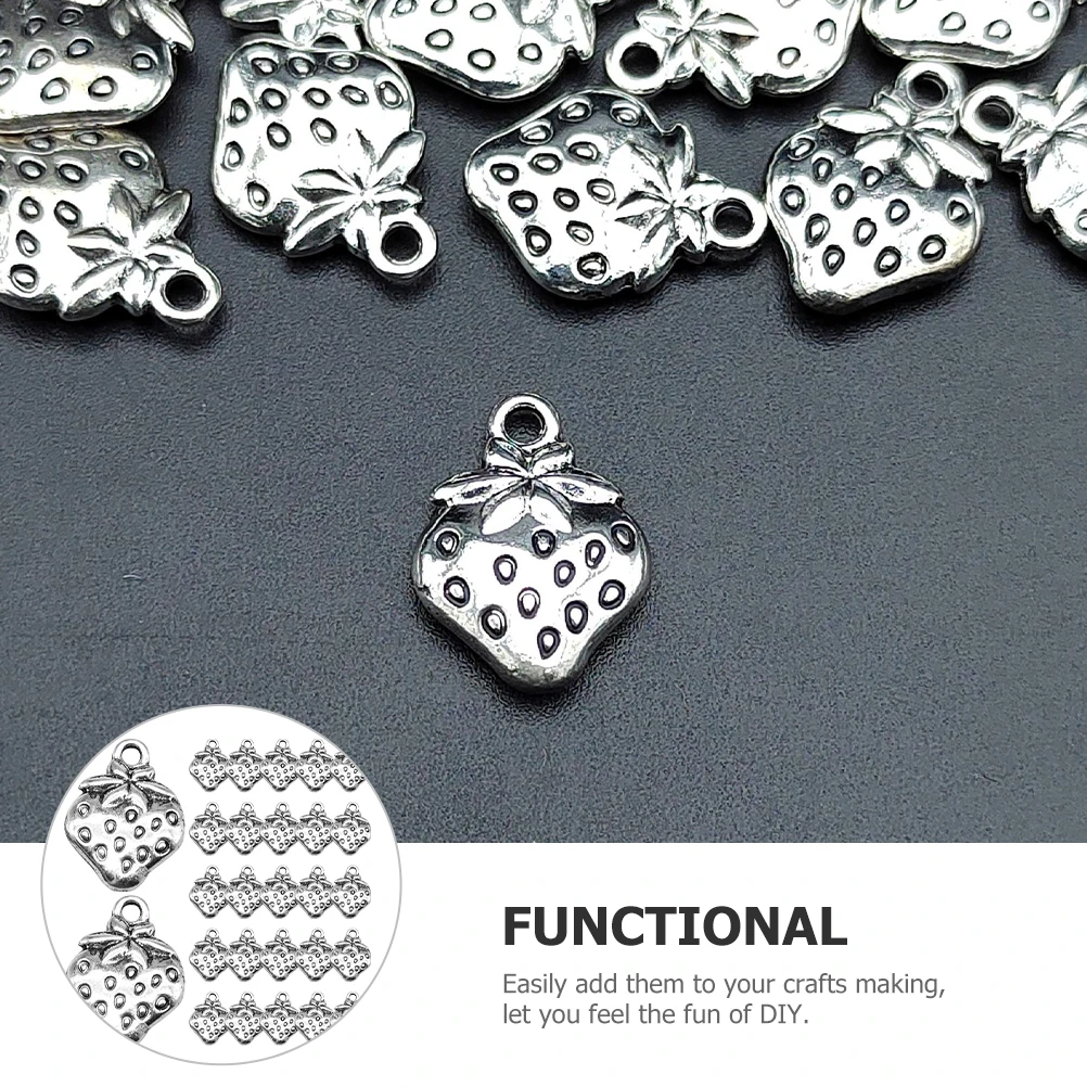 

50pcs Strawberry Pendant Charms Alloy DIY Jewelry Making Hanging Decor Trendy Necklace Bracelet Earring Ornament Gift Crafts
