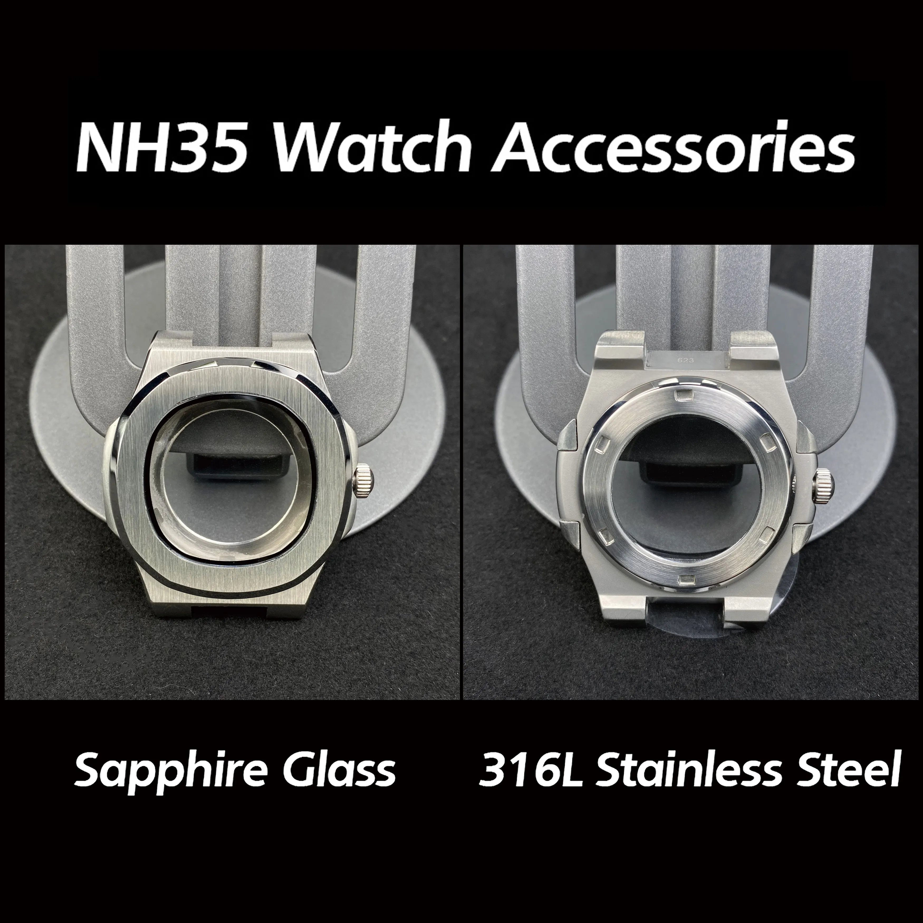 

NH35 43mm Steel Case Sapphire Glass Fit NH35 NH36 NH70 4R Movement Watch Accessories Watch Parts For Wristwatches NH35 Dial