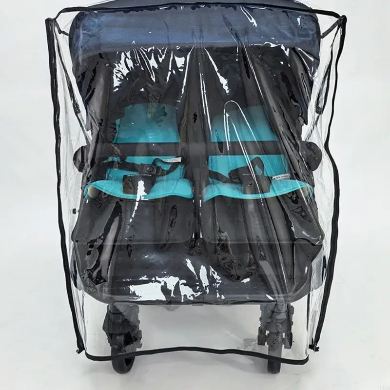 H55b Universal Twin Baby Strollers Regen Cover Winddicht ontwerp Raincoat voor reizen