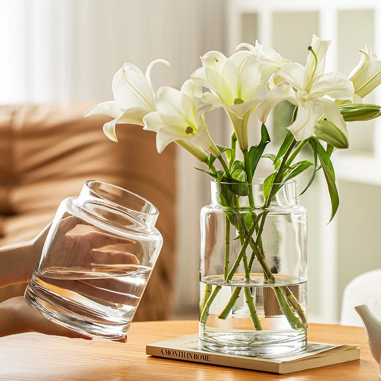 

Vase Decoration Living Room Flower Arrangement Glass High-end Sense Transparent Water Treatment