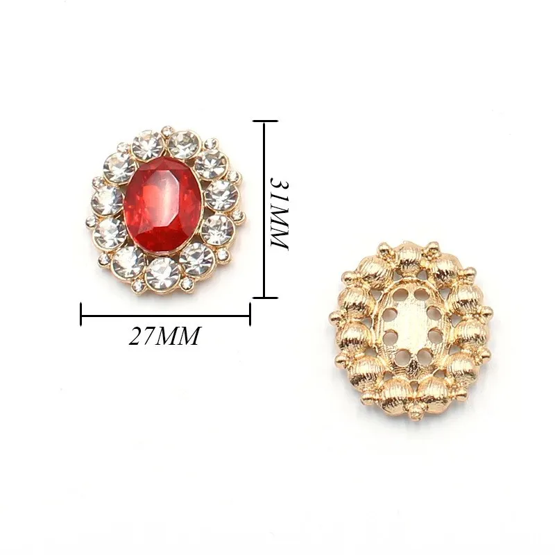 5Pcs 31 * 27MM oval diamond resin alloy flower plate accessories Diy headwear mobile phone case bag clothing accessories