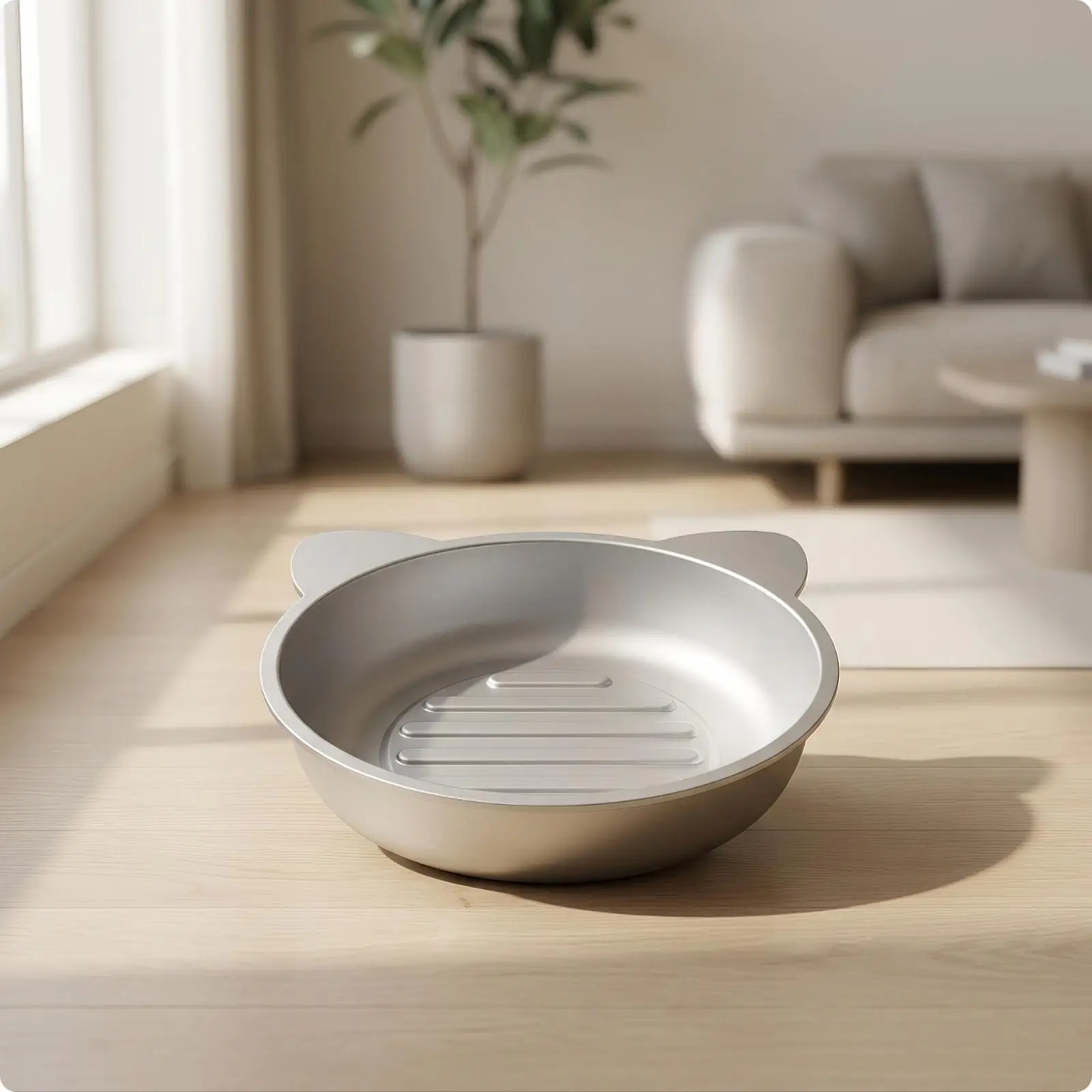 Cooling Cat Bed Aluminum Pet Cushion with Raised Rim Grooved Inner Base for Heat Relief Indoor Use