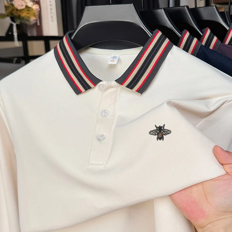 

Designer Original Men's Polo Shirt Lapel Long Sleeve T-Shirt Autumn New Arrival Bee Print Easy Care Fashion Commuter Men'swear