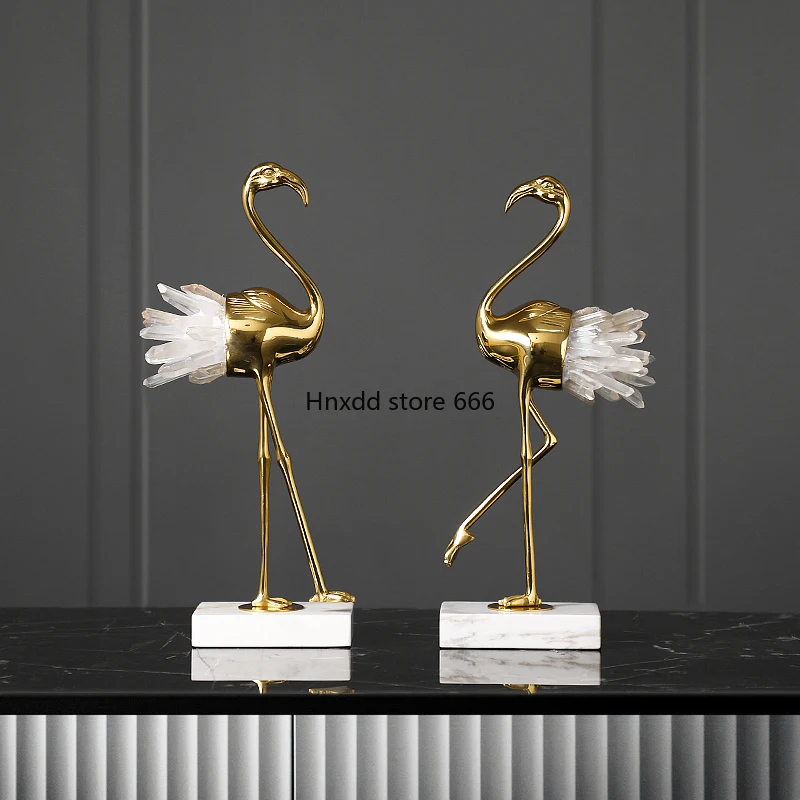 Creative light luxury flamingo brass ornament