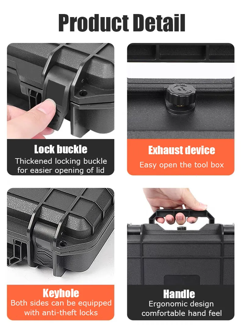 6 Sizes ABS Plastic Tool Case Storage Case Safety Equipment Case Waterproof Hard Case Large Tool Box Protective Camera Hard Case