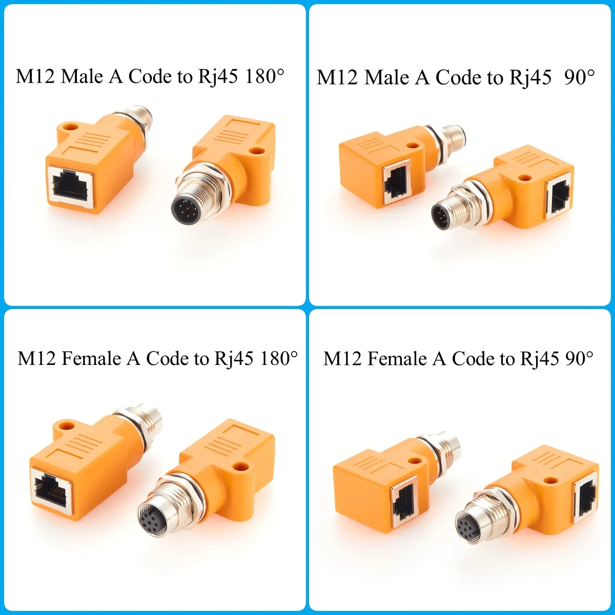 M12 A-Code 8-Pin auf RJ45 Ethernet-Adapter IP67 Paneelmontage-Durchgangsbuchse Rundsteckverbinder für Sensor-PLC – Detail 3