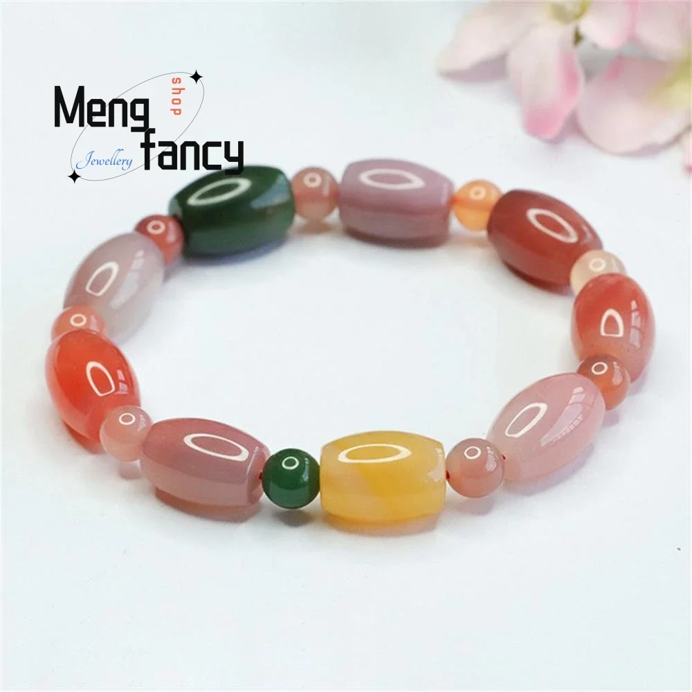 

Natural Salt Source Agate Strings Colorful Lulutong Bracelet Simple Elegant Exquisite High-grade Fashion Jewelry Holiday Gifts