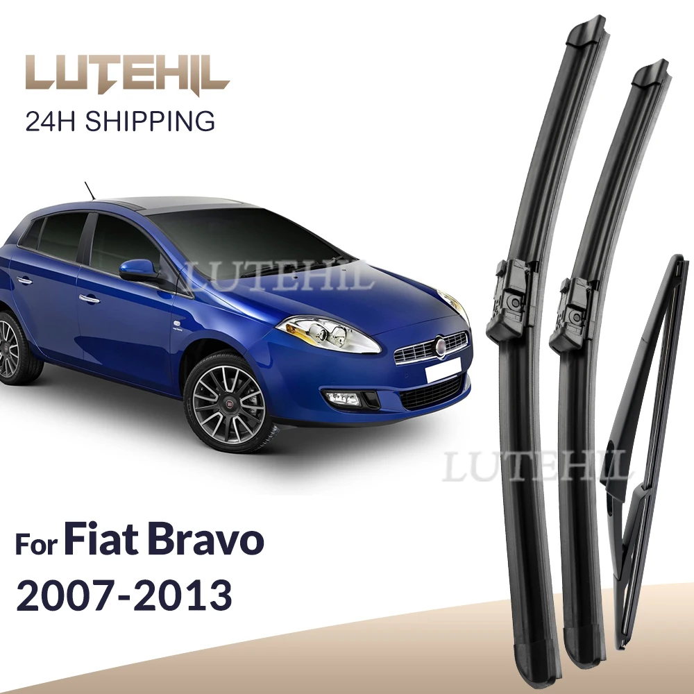 

For Fiat Bravo 2007-2013 2008 2009 2010 2011 2012 Wiper Front&Rear Wiper Blades Windshield Windscreen Window Brushes 24"+18"+12"