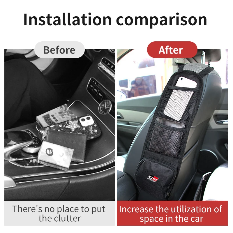 Car Seat Side Storage Hanging Bag Phone Wallet Card Organizer Bag For Toyota GR Sport Gazoo Racing Yaris 86 Corolla Hilux Supra view 2