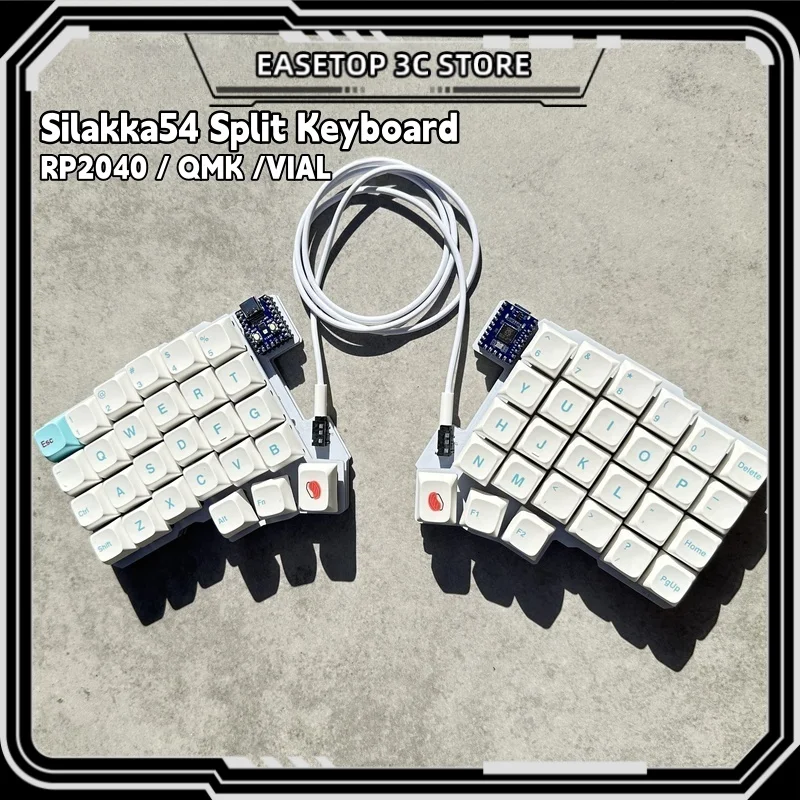 Silakka54 Split Wired Keyboard Split Hands Ergonomic Qmk Split Hot Swappable Left Right Hand Keyboards Office Gaming Keyboard