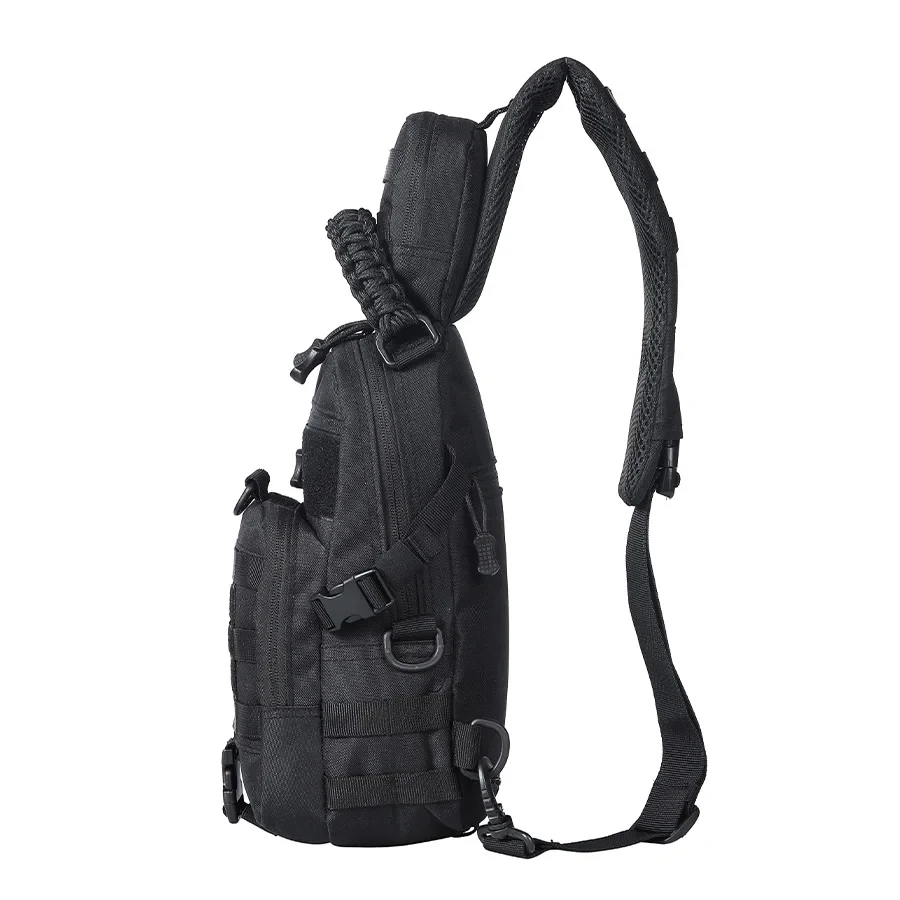 Fotografia 4: Bolsa de ombro única, com alça de ombro alargada e espessada, sistema MOLLE, design com múltiplos pontos de fixação, alça de tecido.