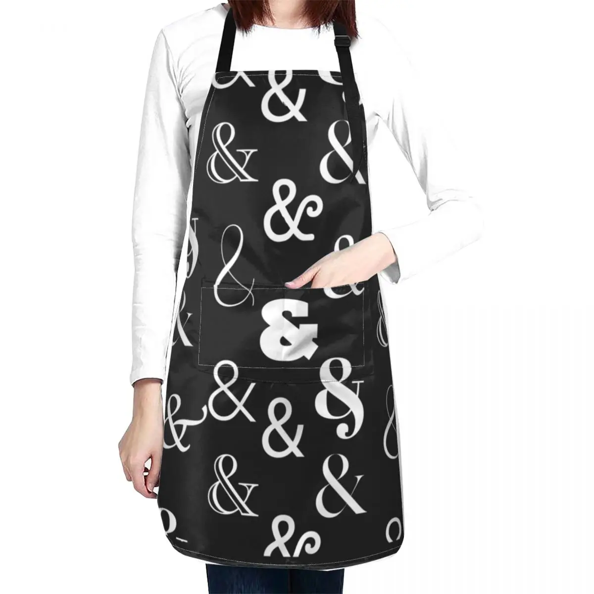 Black and White and Classy Ampersand Pattern Apron Kitchen Novel Kitchen Accessories men's barbecue Apron