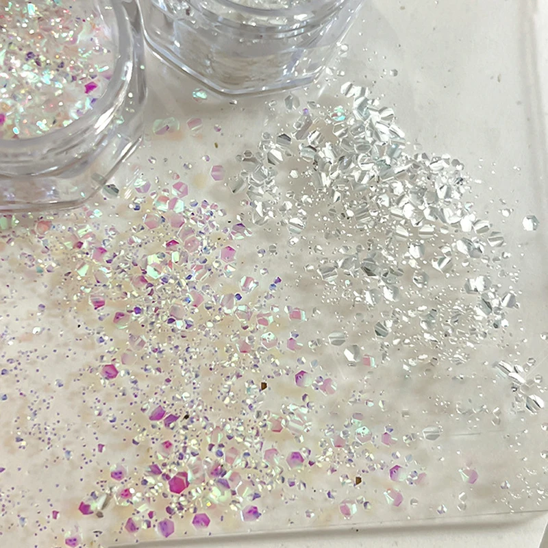 1 barattolo sirena scintilla nail art glitter fiocchi laser ultrasottili paillettes olografiche accessori antipolvere per nail art sciolti irregolari