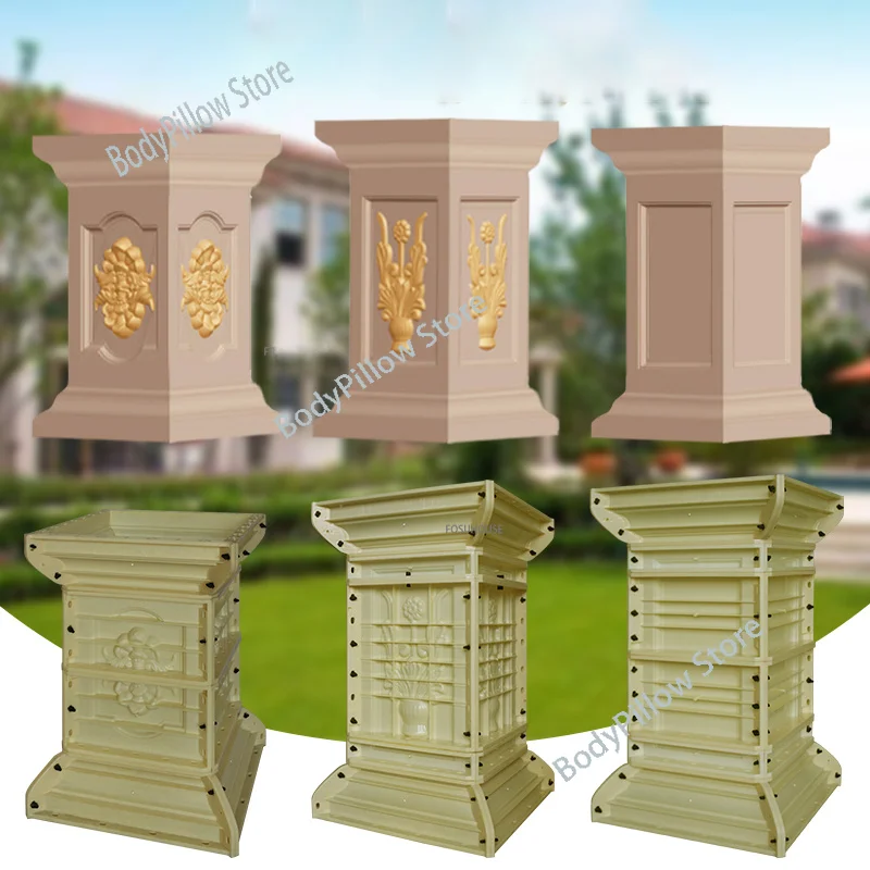 Square Column Pier Mold Cement   Roman  Villa Balcony Railing  Model European Buildings  Decorations