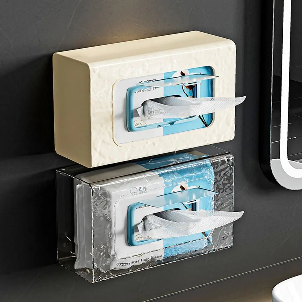 Plastic Water Wave Dryer Sheet Holder Wall Mounted Large Capacity Wet Wipes Holder Transparent Decorative Face Towel Storage Box