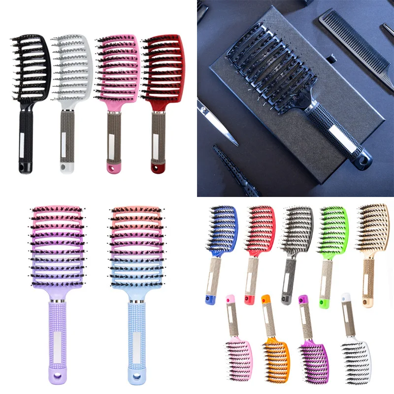 

Hair Brush Scalp Massage Comb Hairbrush Bristle&Nylon Women Wet Curly Detangle Hair Brush for Salon Hairdressing Styling Tools