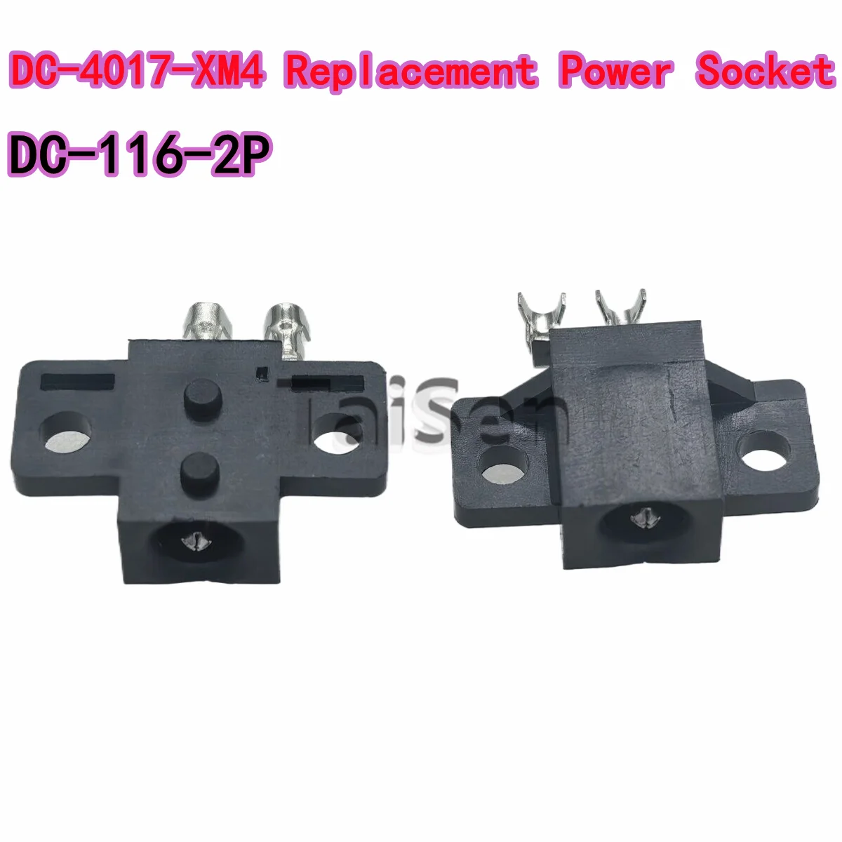 10PCS DC-4017-XM4 Replacement Power Socket, DC-116-2P Crimp Type Full Plastic, 3A Rated Current, 1.65