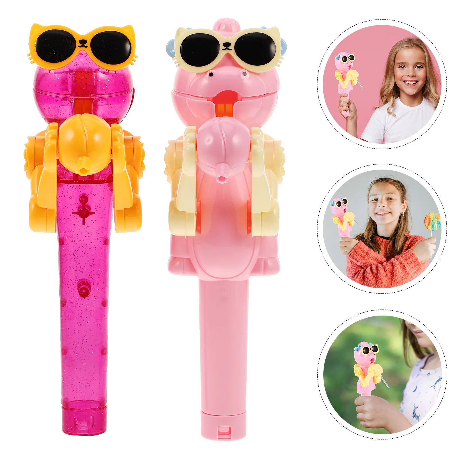 2 Stuks Dinosaurus Lollipop Robot Houder Interactieve Actie Snoep Houder Fun Sharing Kids Candy Case Chocolade Hooder