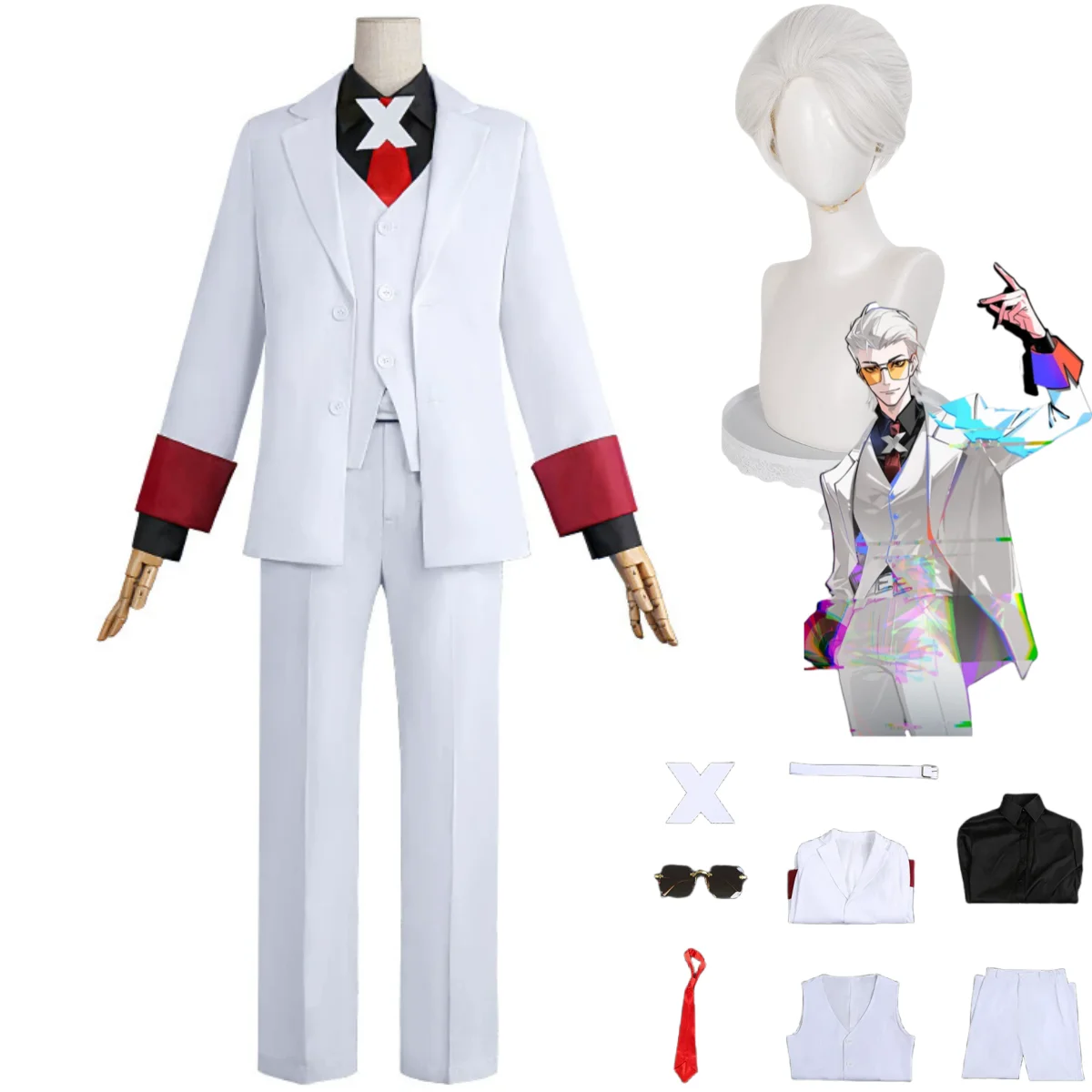 

2025 New Anime TO BE HERO X Cosplay Costume Wig White Suit Coat Uniform Shirt Vest Full Set Adult Man Carnival Halloween Set