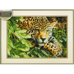 Amishop Bezpłatna dostawa Najwyższej jakości piękny zestaw do haftu krzyżykowego Leopard Panther Gaze Gazing In Forest Dimensions 35300