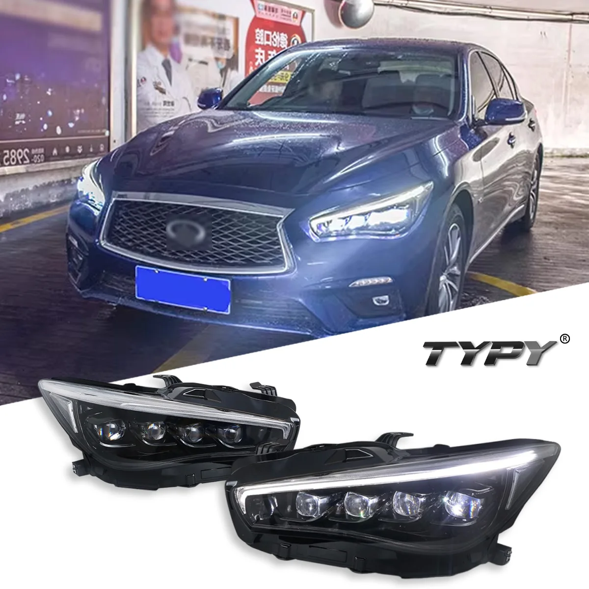 

TYPY Car For Lnfiniti Q50L 2015-2024 Headlight Upgrade Modified to New DRL Dynamic Turn Signal LED Headlight Auto Accessories